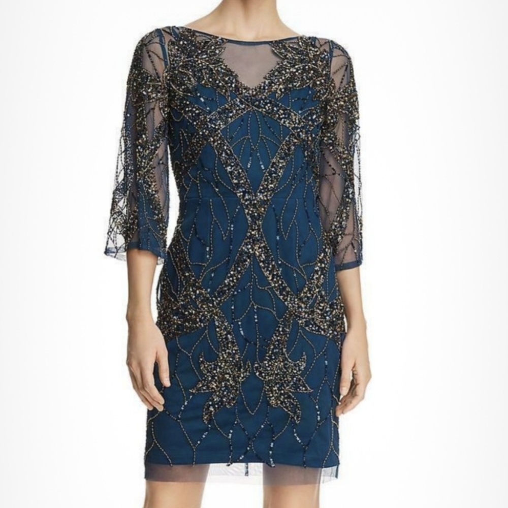 Aidan Mattox Fully Beaded Teal Dress